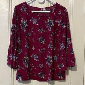 Elle Burgundy Floral Blouse